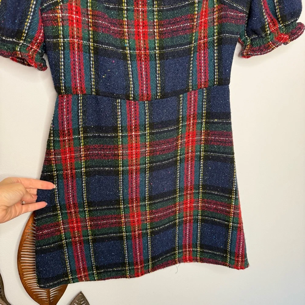 M2 NWT Vestigue HOLIDAY PLAID DRESS, NAVY/RED - Picture 7 of 10